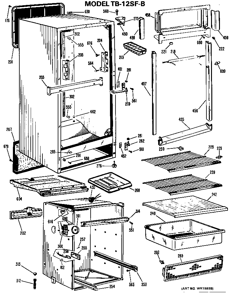 GE TB12SFBR cabinet diagram