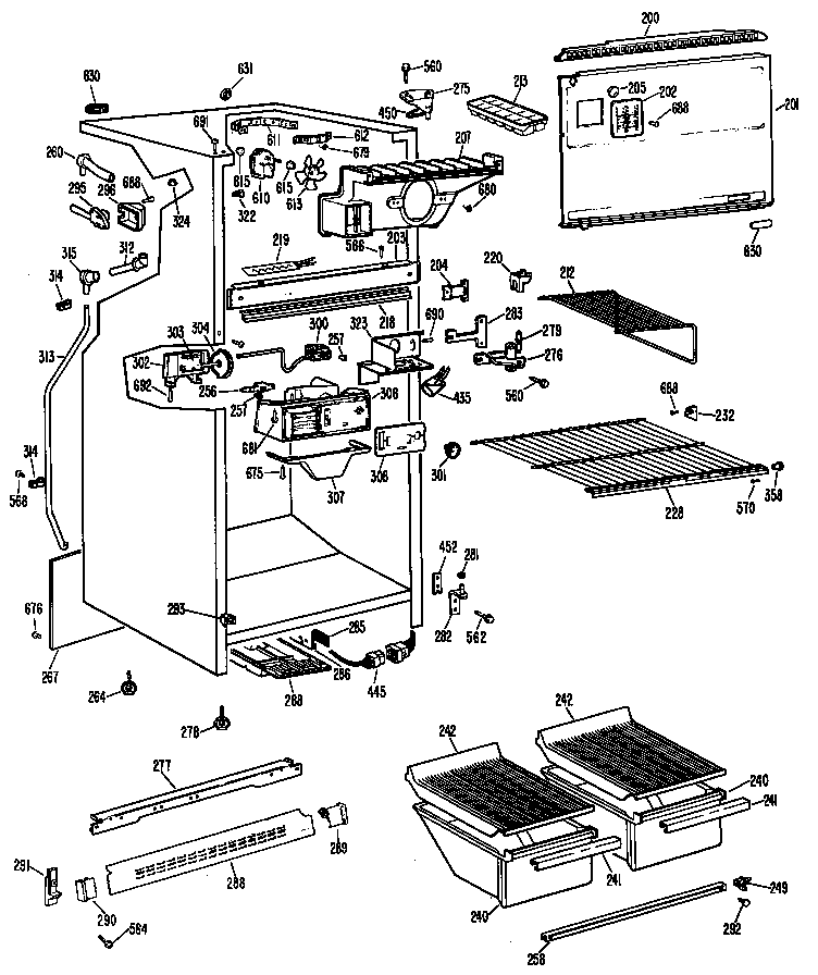 GE TBX18SGCL cabinet diagram