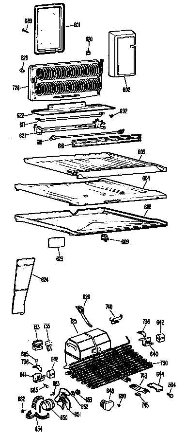 GE TBX18SGCL shelves diagram