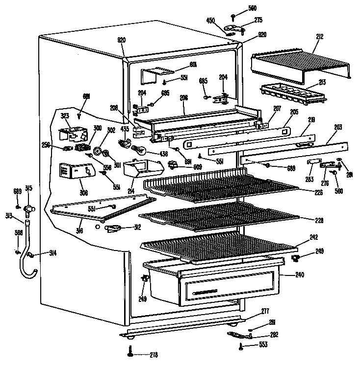 GE TB13SGDL cabinet diagram