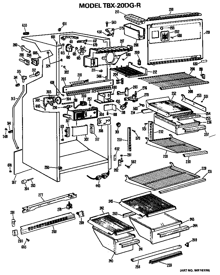 GE TBX20DGRR cabinet diagram