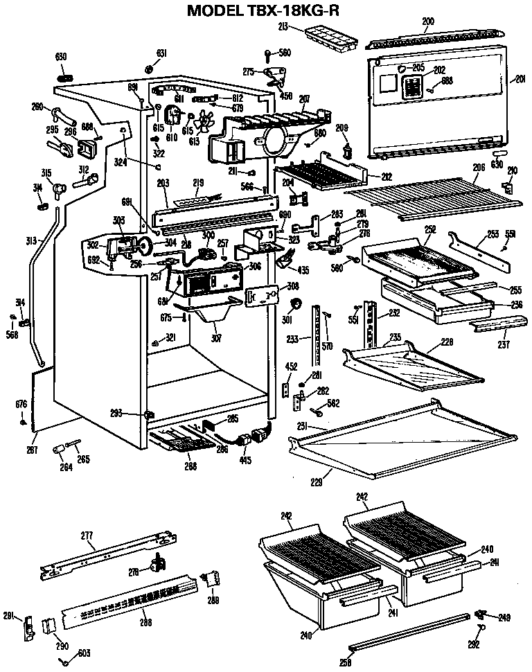 GE TBX18KGRR cabinet diagram