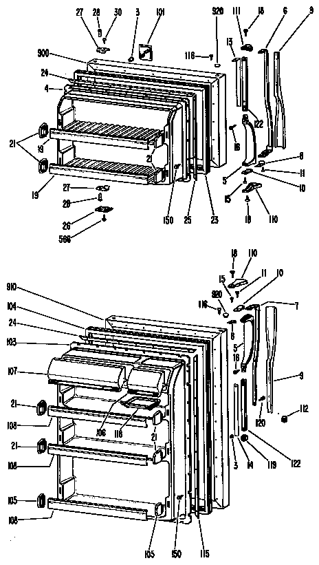 GE TBX18AHBR doors diagram