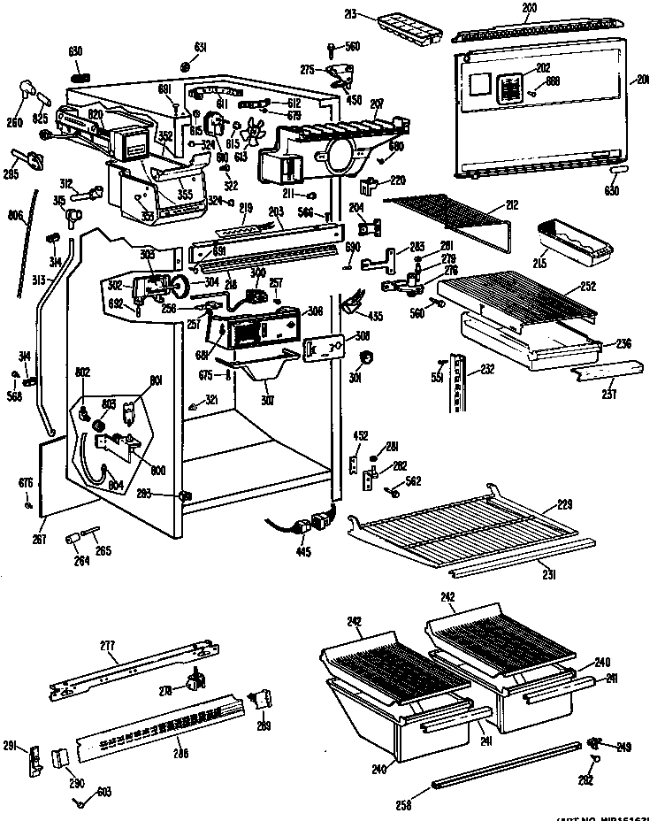GE TBX18AHBR cabinet diagram