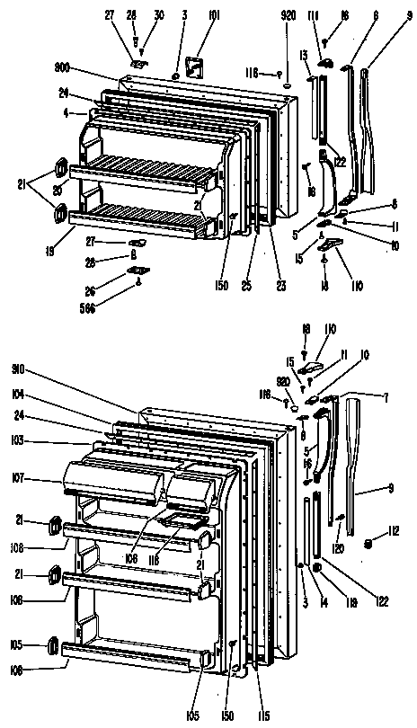 GE TBX18VHBR doors diagram