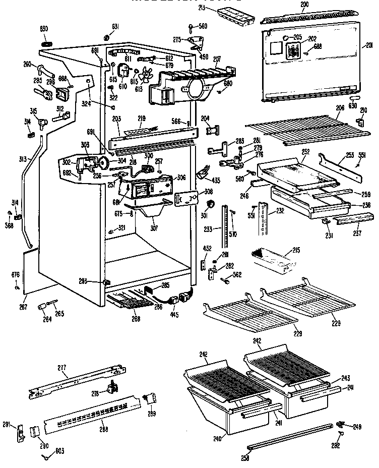 GE TBX18VHBR cabinet diagram