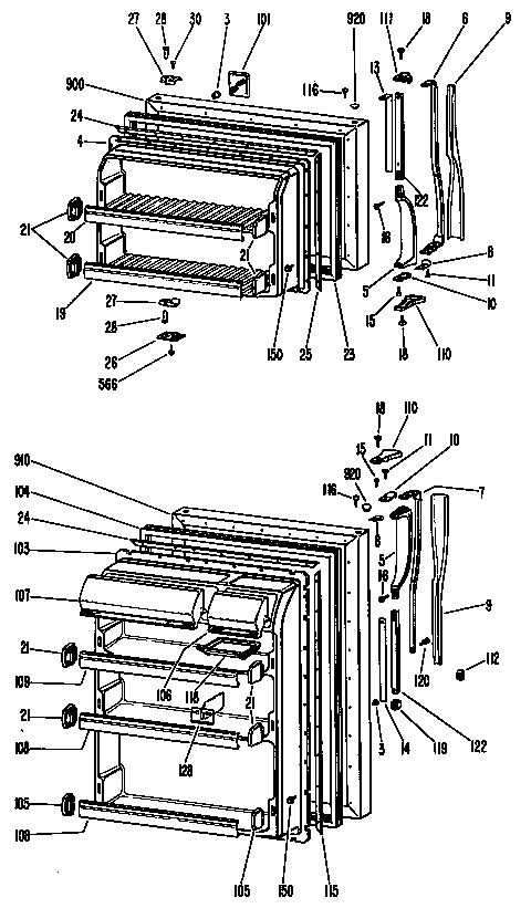 GE TBX19THBR doors diagram