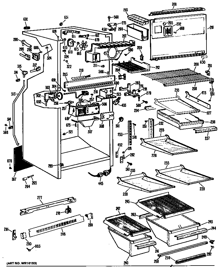 GE TBX19THBR cabinet diagram
