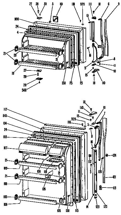 GE TBX20ZHBR doors diagram