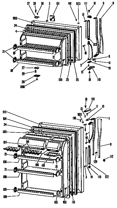 GE TBX20PGRR doors diagram