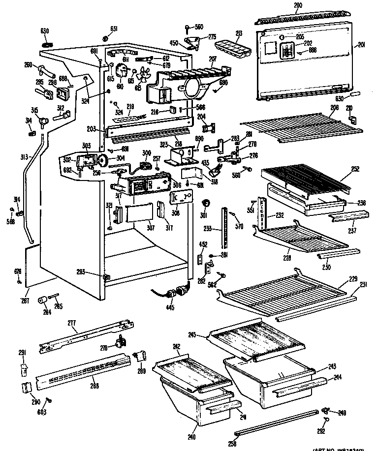 GE TBX20PGRR cabinet diagram