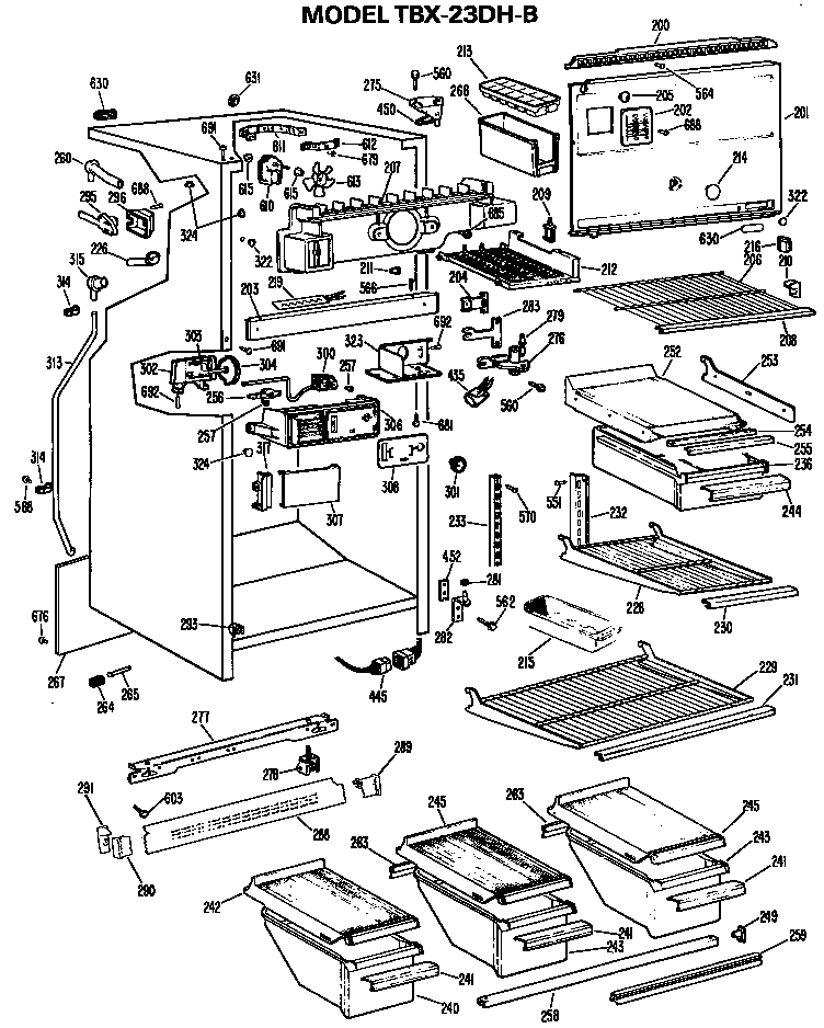 GE TBX23DHBR cabinet diagram