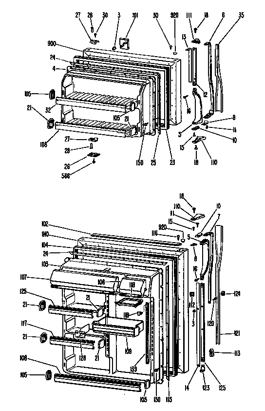 GE TBX23ZHCR doors diagram