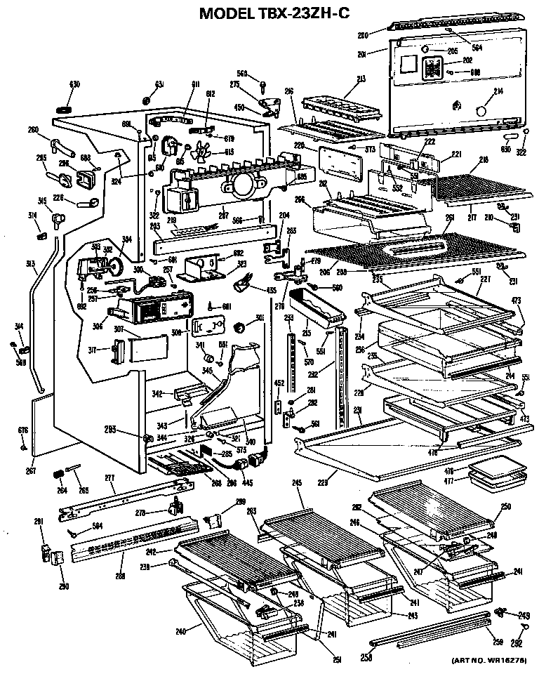 GE TBX23ZHCR cabinet diagram