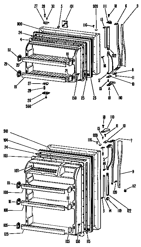 GE TBX18LJBR doors diagram
