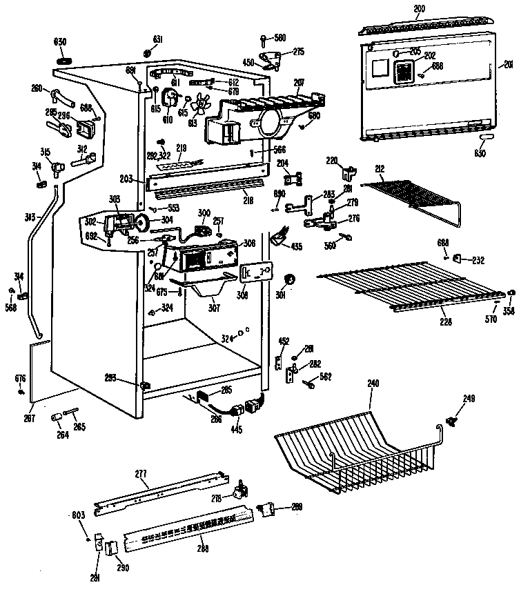 GE TBX18LJBR cabinet diagram