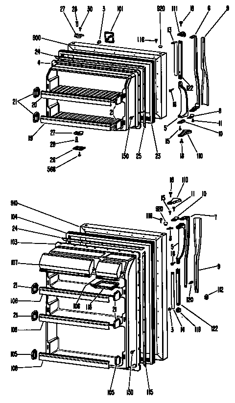 GE TBX18VJBR doors diagram