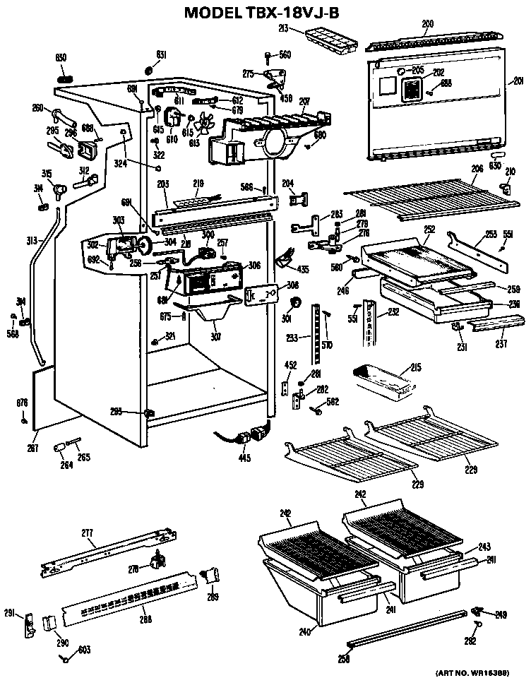 GE TBX18VJBR cabinet diagram