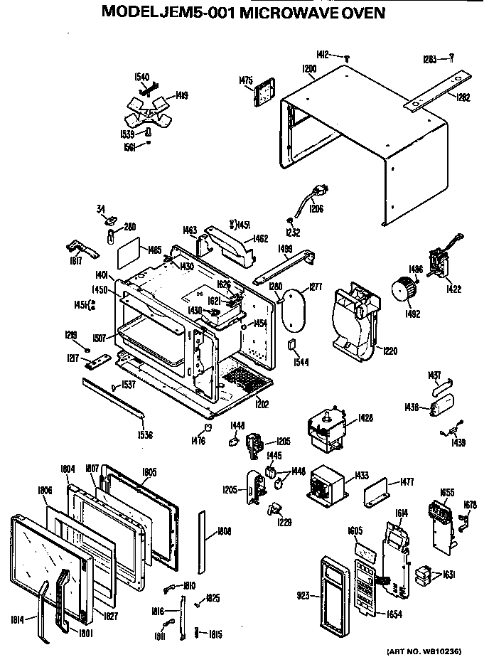 GE JEM5001 microwave oven diagram
