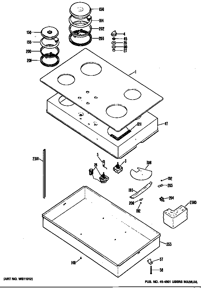GE JP681K2 cooktop diagram
