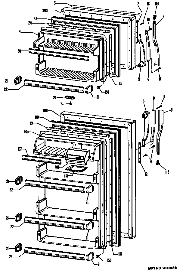 GE TB15SJCLAD doors diagram