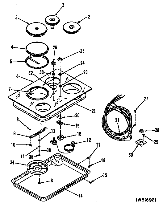GE JP3322L1 cooktop diagram