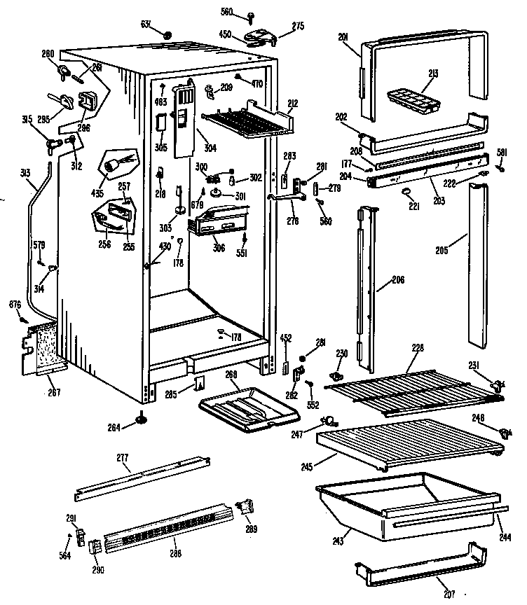 GE TBF15SBCL cabinet diagram