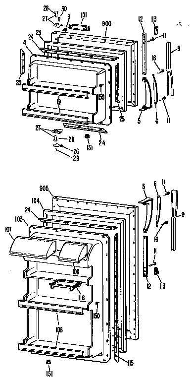 GE TBFM17VBMR doors diagram