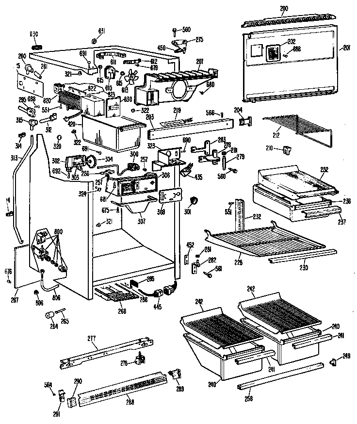GE TBFM17VBMR cabinet diagram