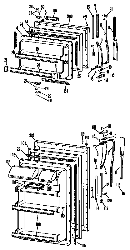 GE TBF19PBDR doors diagram