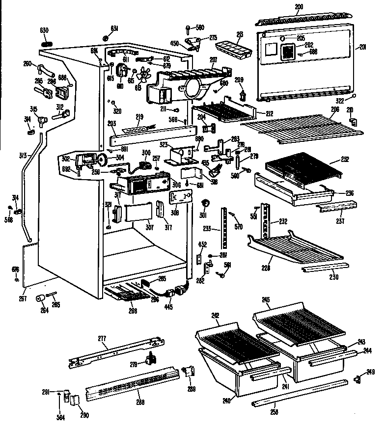 GE TBF19PBDR cabinet diagram
