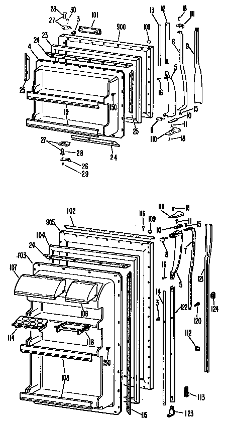 GE TBF17ZBMR doors diagram