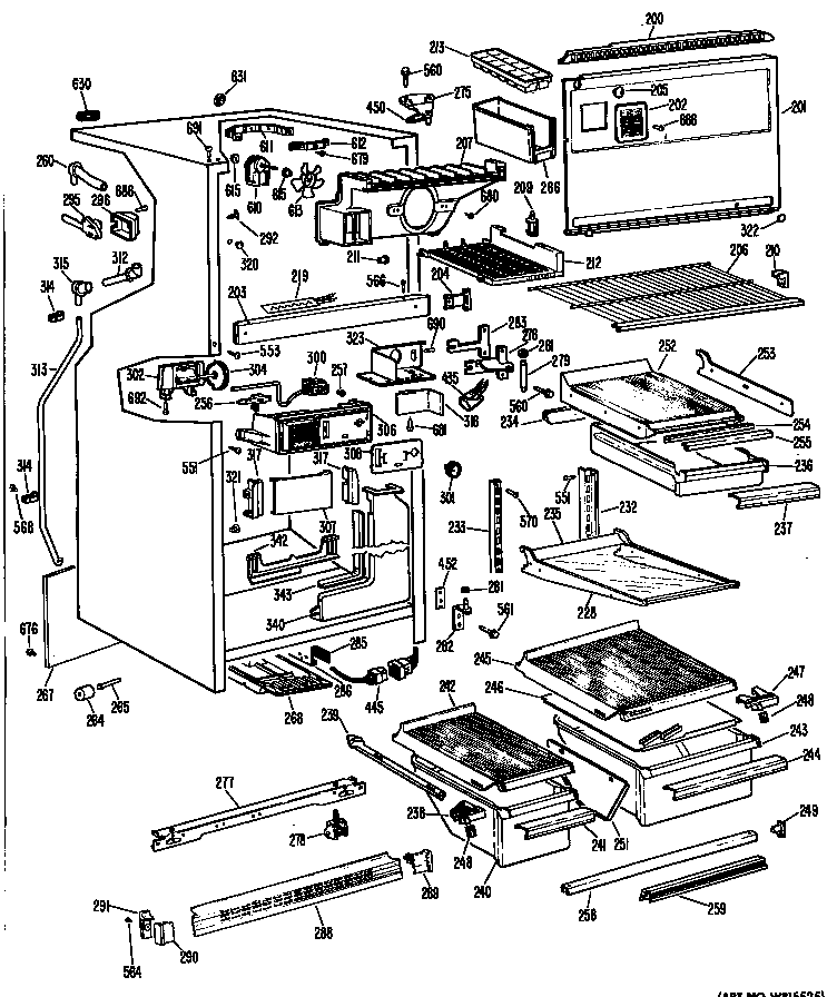 GE TBF19ZBMR cabinet diagram