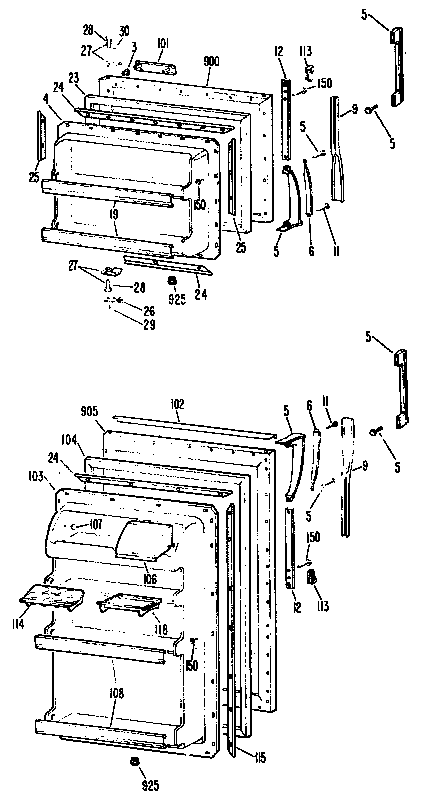 GE TBF17SBMR doors diagram