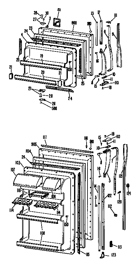 GE TBF19ZCCR doors diagram