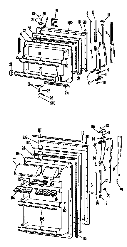 GE TBF19DCCR doors diagram