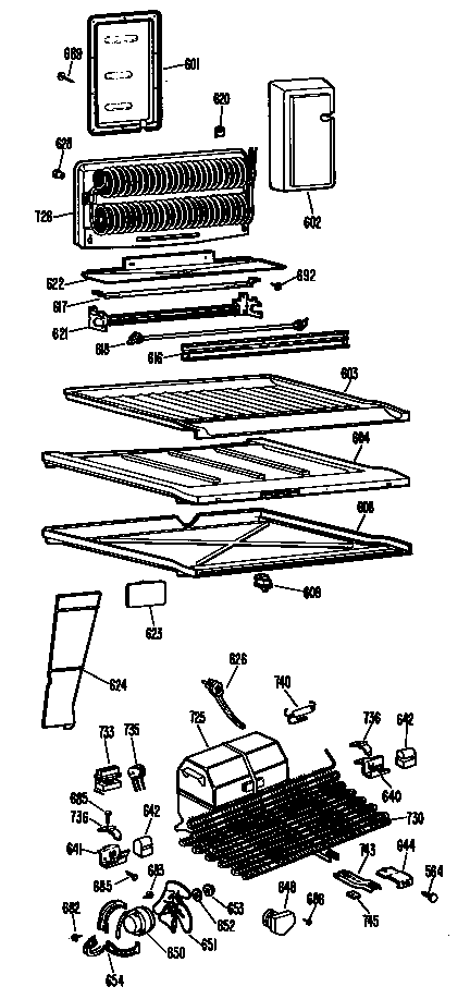 GE TBF19DCCR shelves diagram