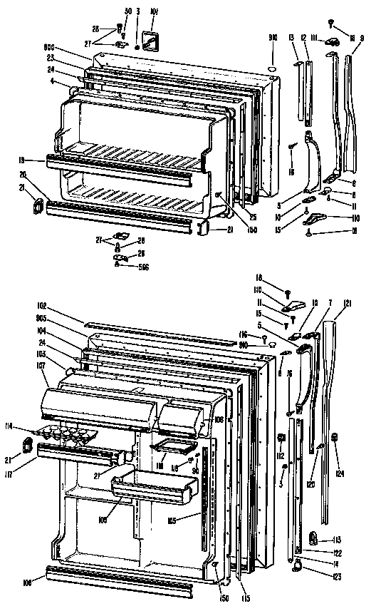 GE TBF22ZCDR doors diagram