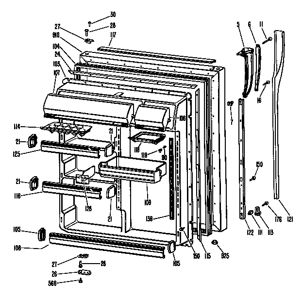 GE TBX22RFDR door diagram