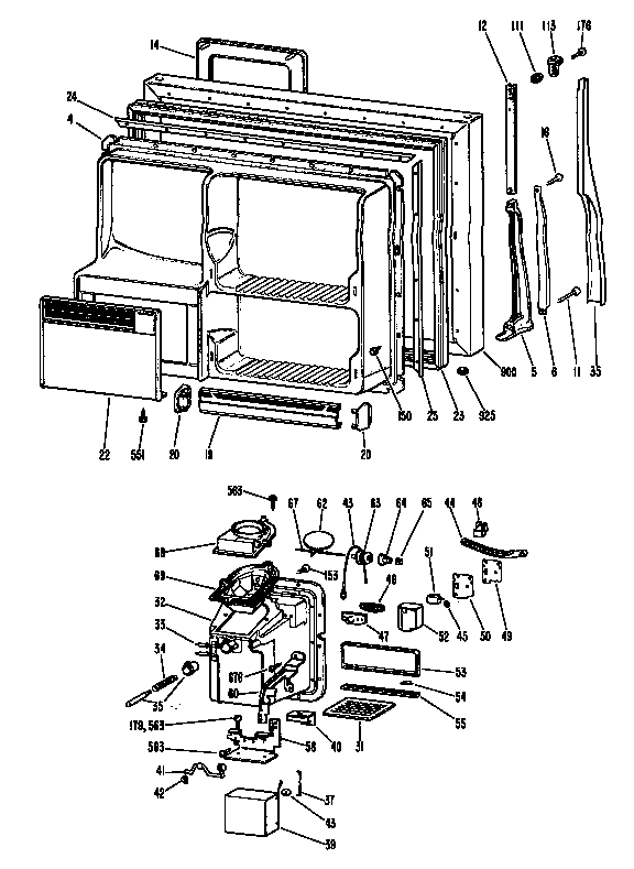 GE TBX22RFDR door diagram