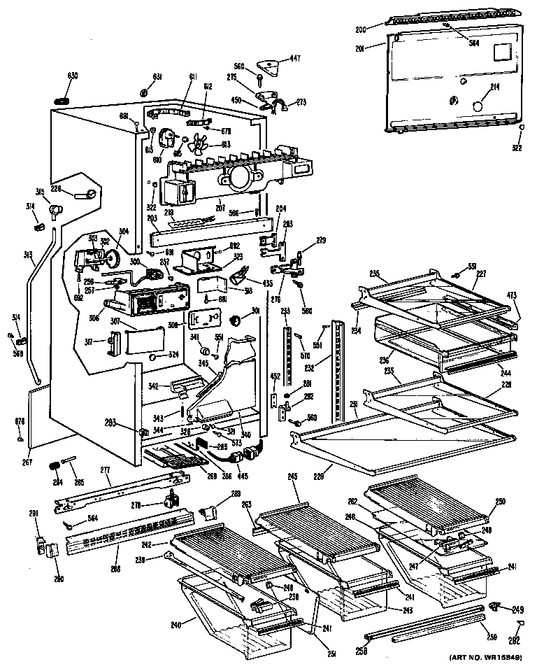 GE TBX22RFDR cabinet diagram