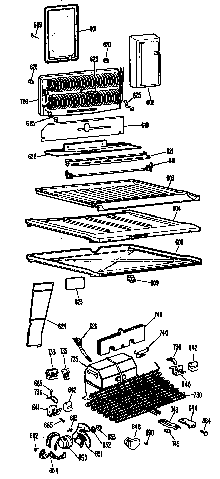 GE TBX22RFDR shelves diagram