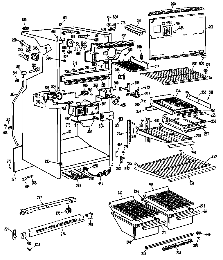 GE TBX18BGCR cabinet diagram