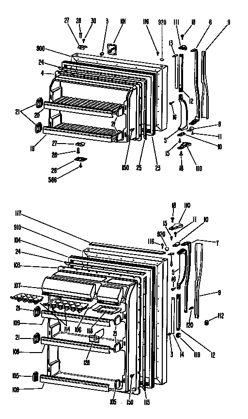 GE TBX20DGCR doors diagram