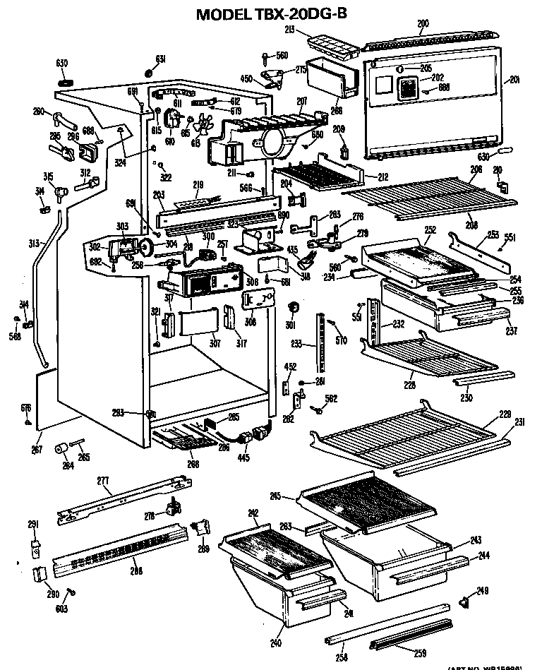 GE TBX20DGCR cabinet diagram