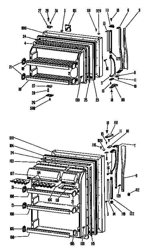 GE TBX20PGCR doors diagram