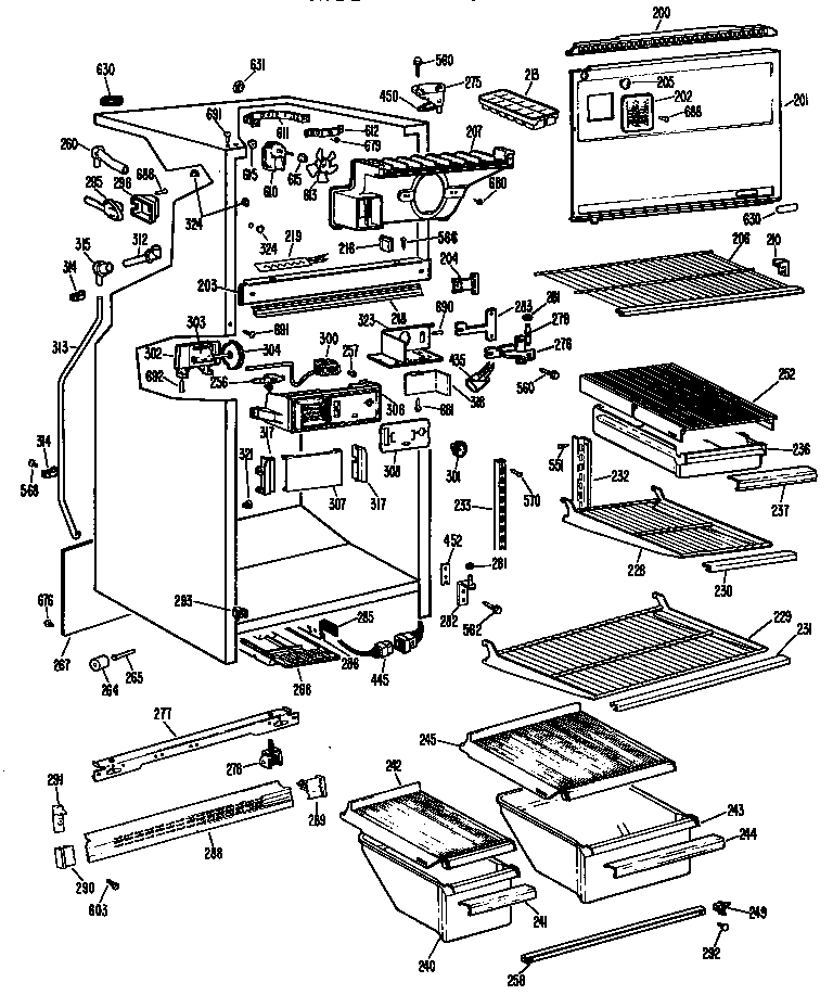 GE TBX20PGCR cabinet diagram