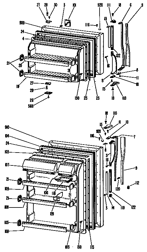 GE TBX18CHCR doors diagram