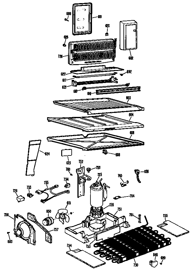 GE TBX18CHCR shelves diagram