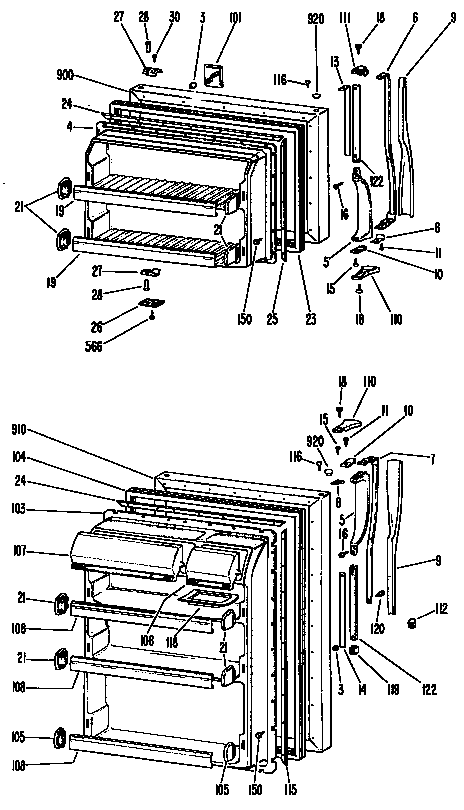 GE TBX18BHCR doors diagram